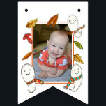 Happy Ghosts Boothday with Photo Birthday Bunting Flags<br><div class="desc">Are you celebrating a boo-thday Halloween birthday this year? Make your party extra cute and colorful with this festive Fall ghost banner! Featuring hand drawn artwork of some sweet ghosts in scarves flying through the autumn leaves. Fun jack-o-lanterns add to the decor for the perfect addition to your party! Matching...</div>