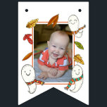Happy Ghosts Boothday with Photo Birthday Bunting Flags<br><div class="desc">Are you celebrating a boo-thday Halloween birthday this year? Make your party extra cute and colorful with this festive Fall ghost banner! Featuring hand drawn artwork of some sweet ghosts in scarves flying through the autumn leaves. Fun jack-o-lanterns add to the decor for the perfect addition to your party! Matching...</div>