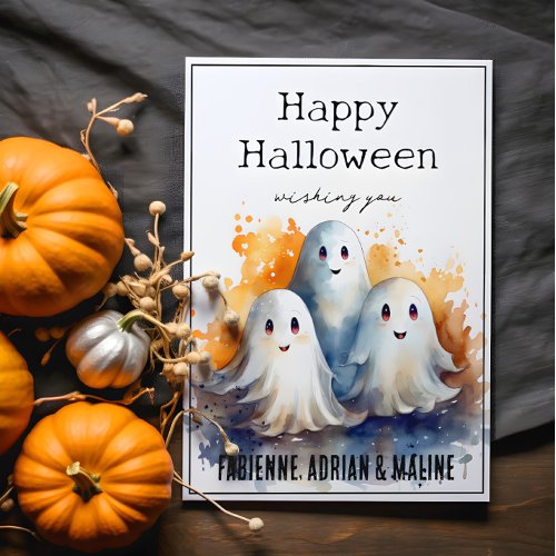 Happy Ghosts Family Halloween Greeting Card