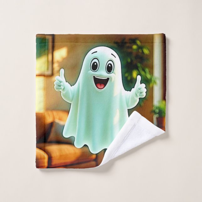 Happy Ghost's Thumbs Up Bath Towel Set (Wash Cloth)