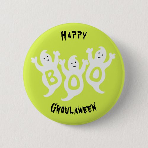 Happy Ghoulaween Cool Ghost Trio Button