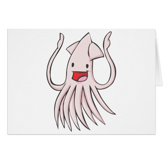 Happy Giant Squid Cartoon Cards (Front Horizontal)