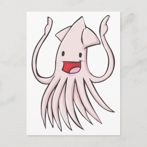 Happy Giant Squid Cartoon Postcard