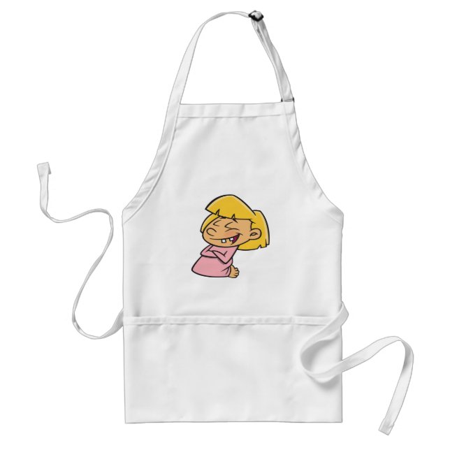 Happy Giggling Cartoon Girl Adult Apron (Front)