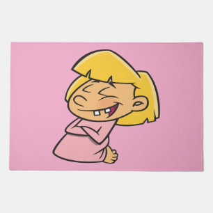 Happy Giggling Cartoon Girl Doormat