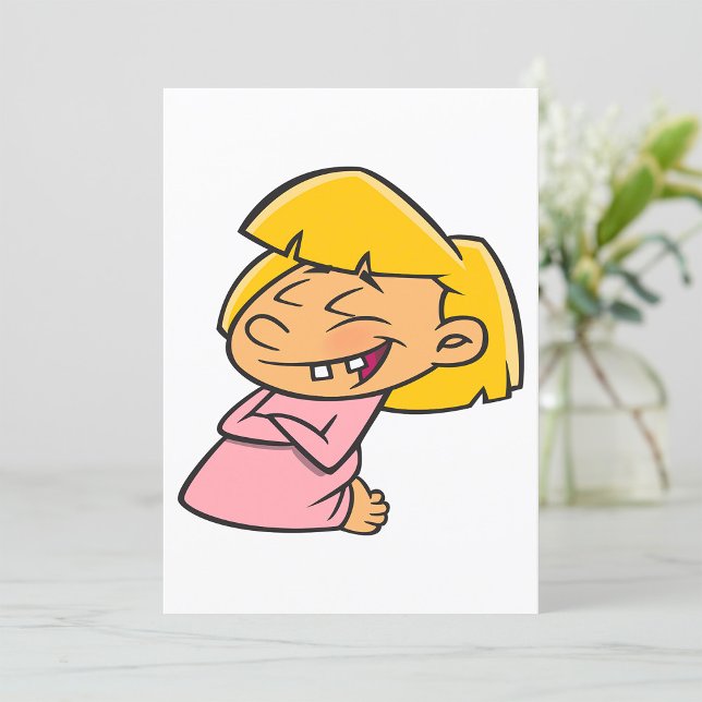 Happy Giggling Cartoon Girl Invitation (Creator Uploaded)