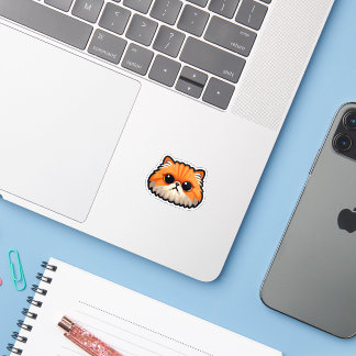Happy Ginger Fluffy Cat – Cute and Friendly Face Sticker