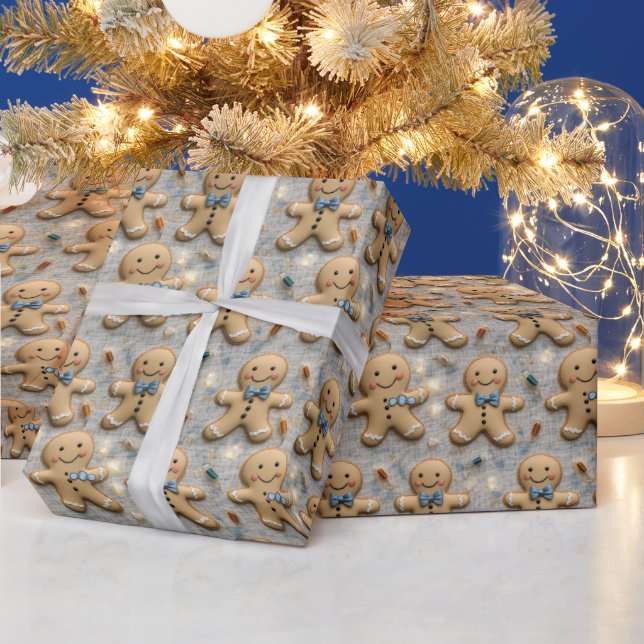 Happy Gingerbread Cookies Christmas Wrapping Paper (Holidays)