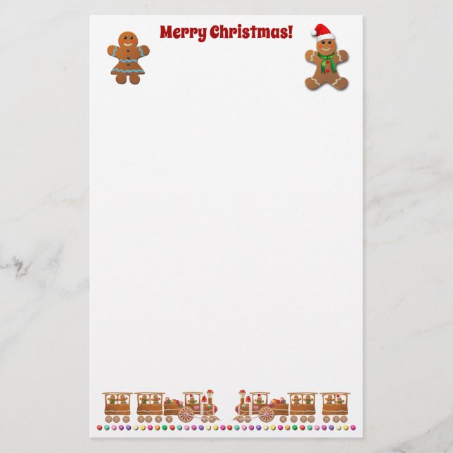 Happy Gingerbread Cookies With Xmas Train Stationery (Front)