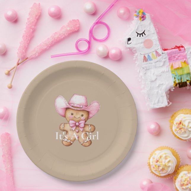 Happy Gingerbread Cowgirl Baby Shower Paper Plates (Party)