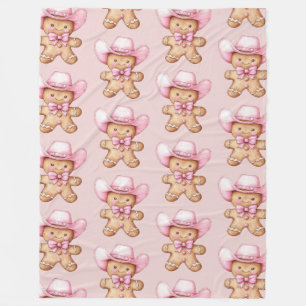 Happy Gingerbread Cowgirl Christmas Fleece Blanket