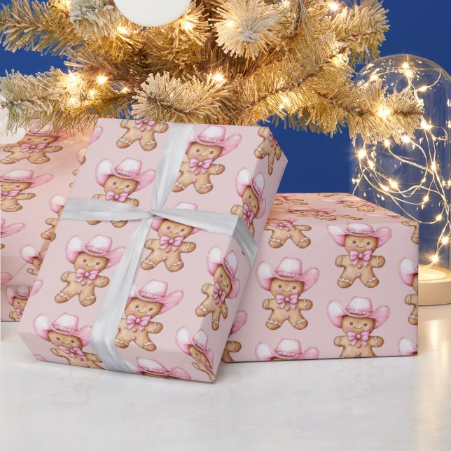 Happy Gingerbread Cowgirl Christmas Wrapping Paper (Holidays)