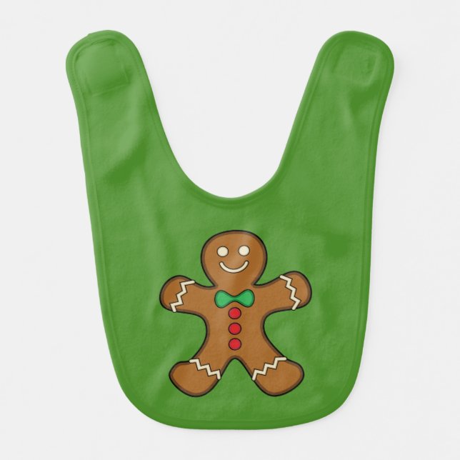 Happy Gingerbread Man Baby Bib (Front)