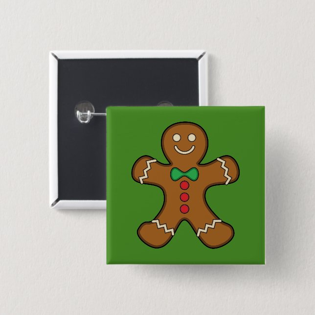 Happy Gingerbread Man Button (Front & Back)