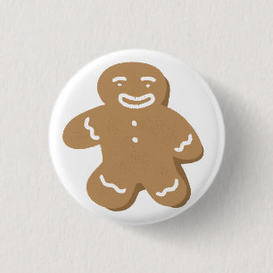 Happy Gingerbread Man Christmas Cookie Button