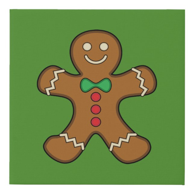 Happy Gingerbread Man Faux Canvas Print (Front)