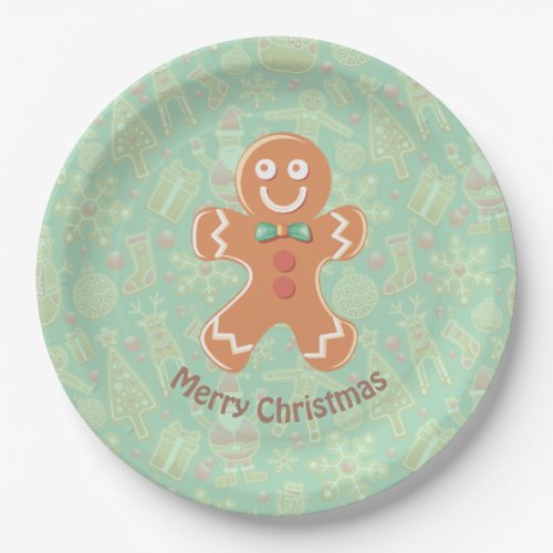 Happy Gingerbread Man Merry Christmas Paper Plates