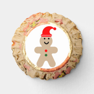 Happy Gingerbread man wearing a Santa hat Reese's Peanut Butter Cups