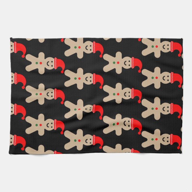 Happy Gingerbread man Winter Kitchen Towel (Horizontal)