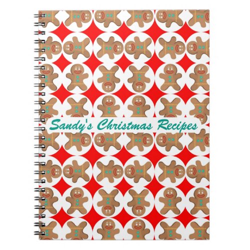 Happy Gingerbread Personalized Christmas Cookbook Notebook