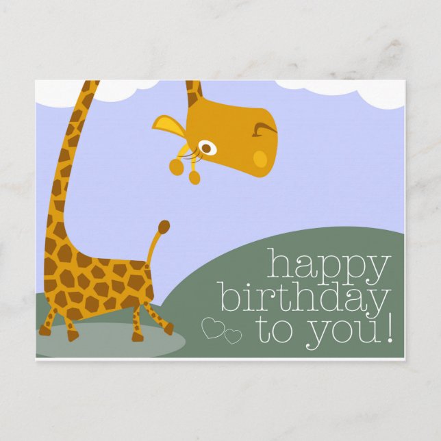 Happy Giraffe Birthday Greeting Card (Front)