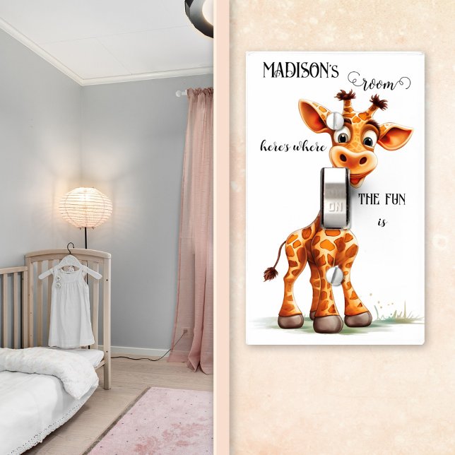Happy Giraffe Child's Bedroom Light Switch Cover (Cute nursery or child bedroom light switch cover with happy giraffe)