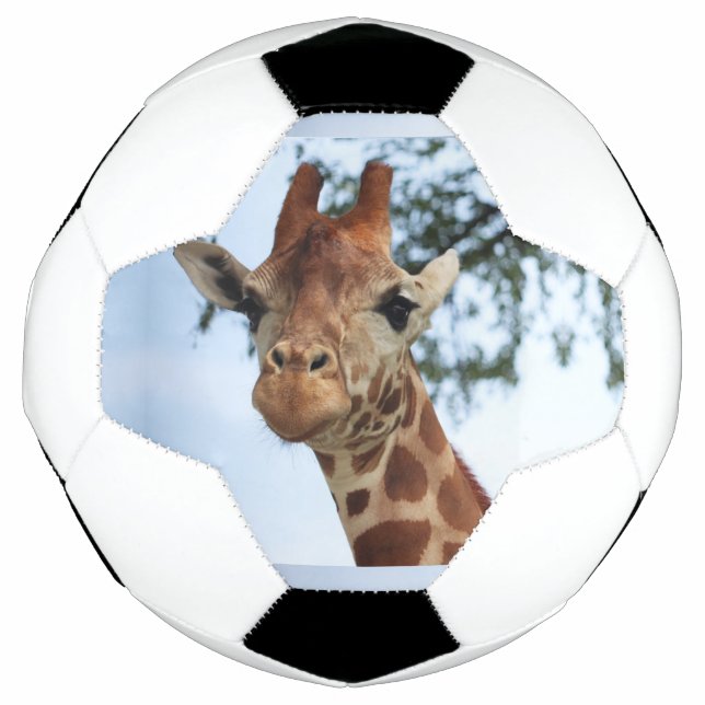 Happy Giraffe Close Up Wildlife Safari Soccer Ball (Front)