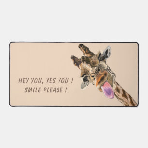 Happy Giraffe Custom Color and Text Funny Desk Mat
