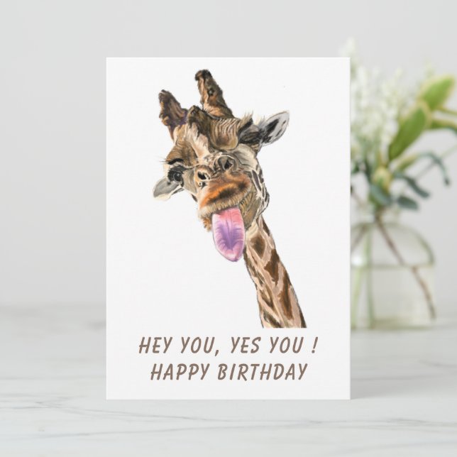 Happy Giraffe Funny Birthday Card (Standing Front)