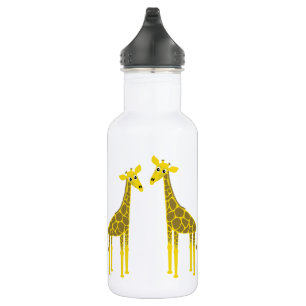 Happy giraffe herd stainless steel water bottle