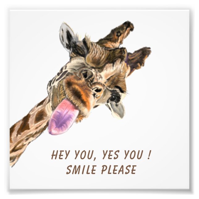Happy Giraffe Tongue Out Funny Photo Print (Front)