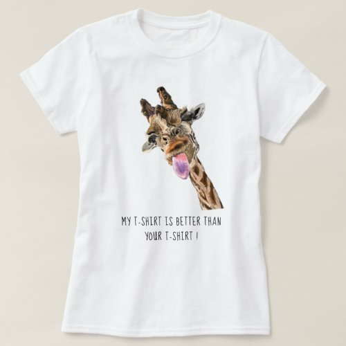 Happy Giraffe Tongue Out Funny T_Shirt _ Your Text