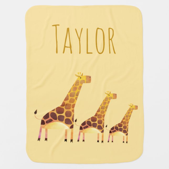 Happy Giraffes Trendy Baby Blanket (Front)