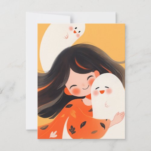 Happy Girl and Ghost Postcard
