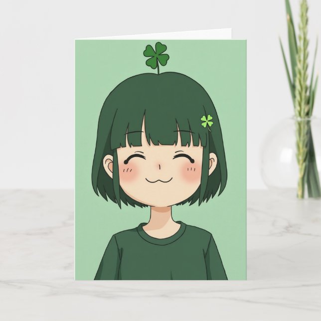 Happy Girl Anime Portrait Card (Front)