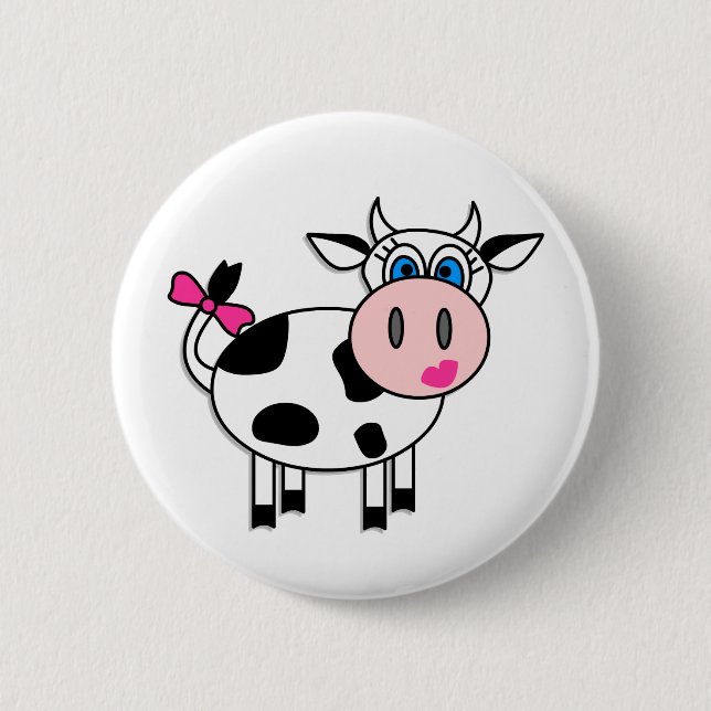 Happy Girl Cow Pinback Button (Front)