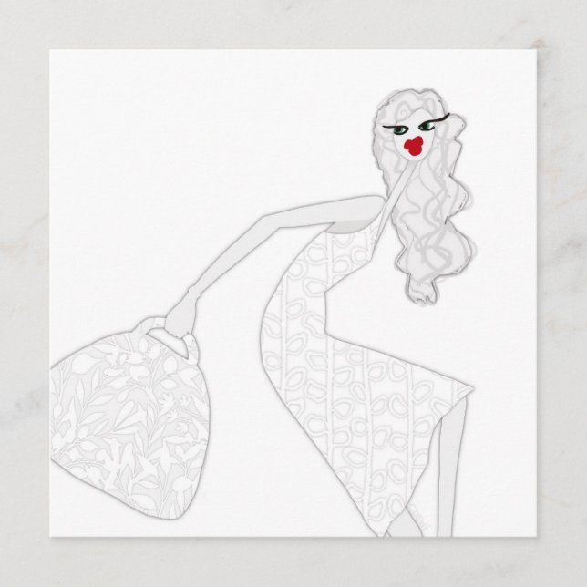Happy Girl Dancing Glam Coloring Card (Front)