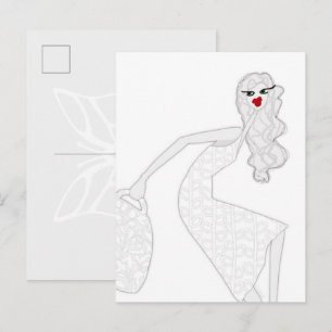Happy Girl Dancing Glam Coloring Postcard