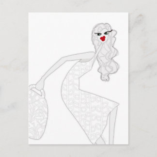 Happy Girl Dancing Glam Coloring Postcard