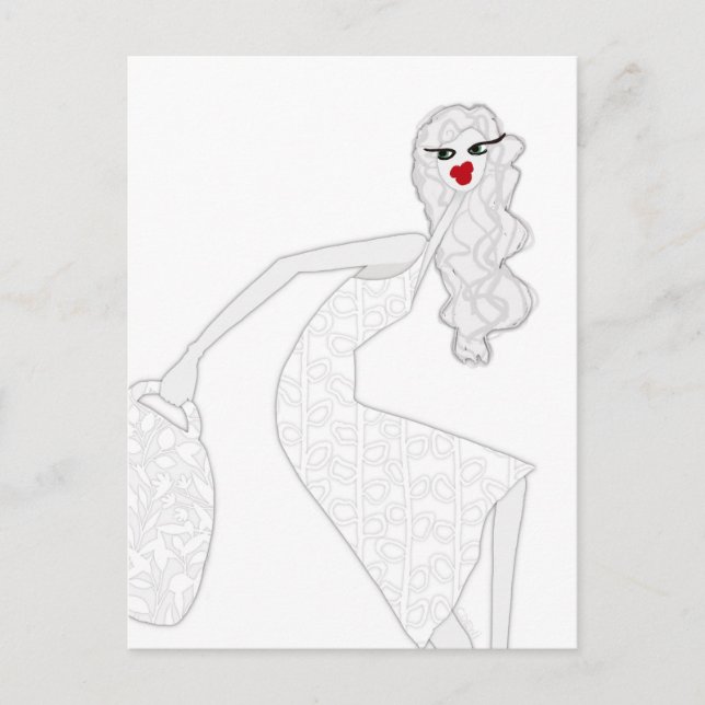 Happy Girl Dancing Glam Coloring Postcard (Front)