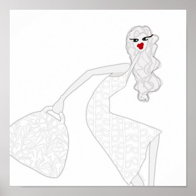 Happy Girl Dancing Glam Coloring Poster (Front)