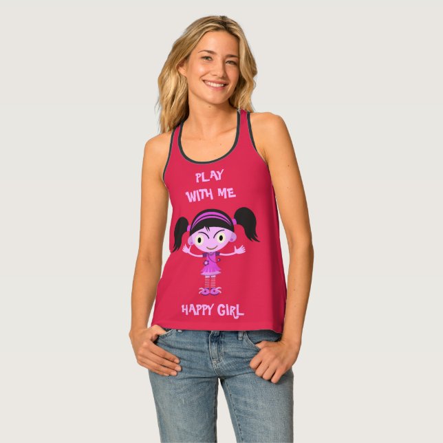 HAPPY GIRL GIFT MOM SISTER FRIEND TANK TOP (Front Full)