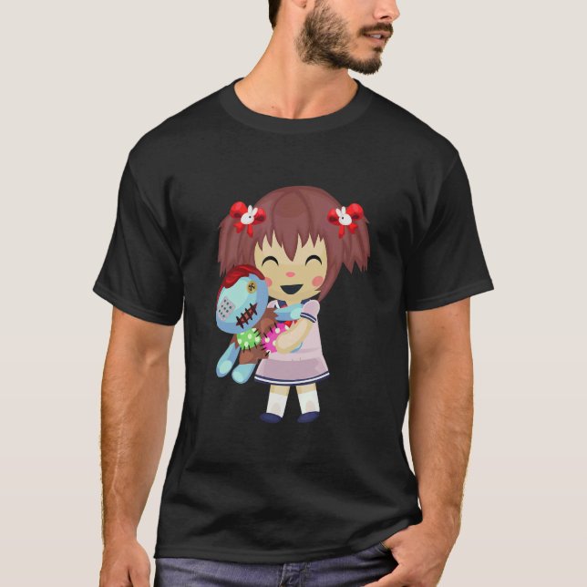 Happy Girl Goth Creepy Cute Voodoo Doll For Teens T-Shirt (Front)