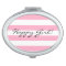 Happy Girl Pink and White Compact Mirror