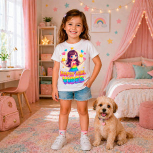🌈 Happy Girl Vibes Rainbow Cute Cartoon Style Gif T-Shirt