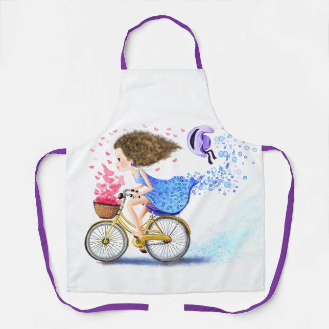 Happy Girl with Bike Apron (Front)