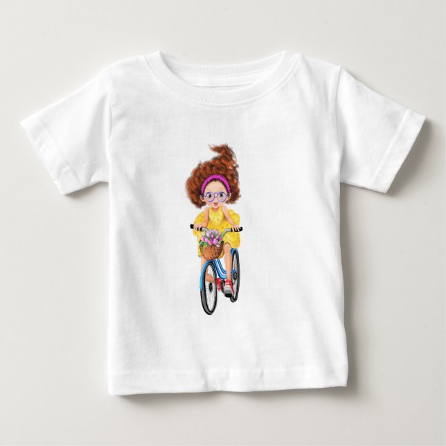 Happy Girl with Bike Baby T-Shirt (Front)