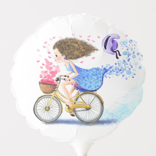 Happy Girl with Bike Balloon (Front)