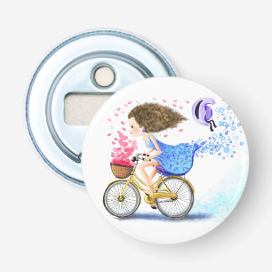 Happy Girl with Bike Bottle Opener
