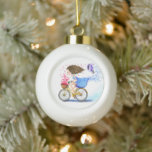 Happy Girl with Bike Christmas Ornament<br><div class="desc">Christmas Ornaments with Happy Young Girl with Bike Romantic Love Hearts and Flowers Fun Drawing Christmas Ornament - or Choose / Add Your Unique Text and Colors - Make Your Special Gift - Resize and move or remove and add elements / text with Customization tool ! - Drawing and Design...</div>
